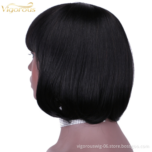Straight black cheap wholesale short glueless private label inch bob pixie cut brazilian 100% real human hair wig black women